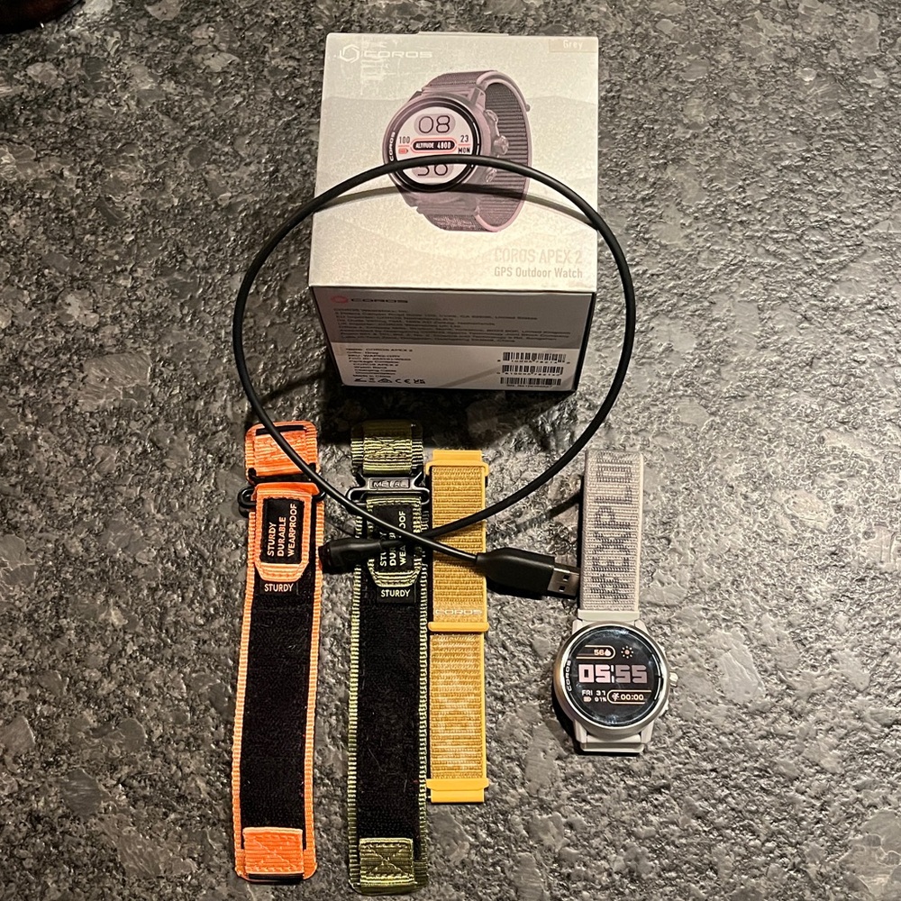 Coros Apex 2 GPS Watch - grey - used but in good condition w/ 3 extra bands